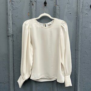 Wilfred Cream Long Sleeve Crepe Blouse, size M